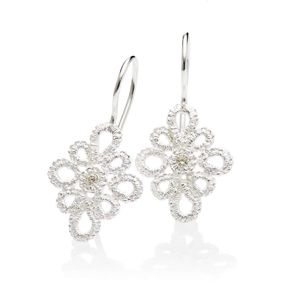 Pendant earrings "Miss Medea" in silver with brilliant-cut diamonds