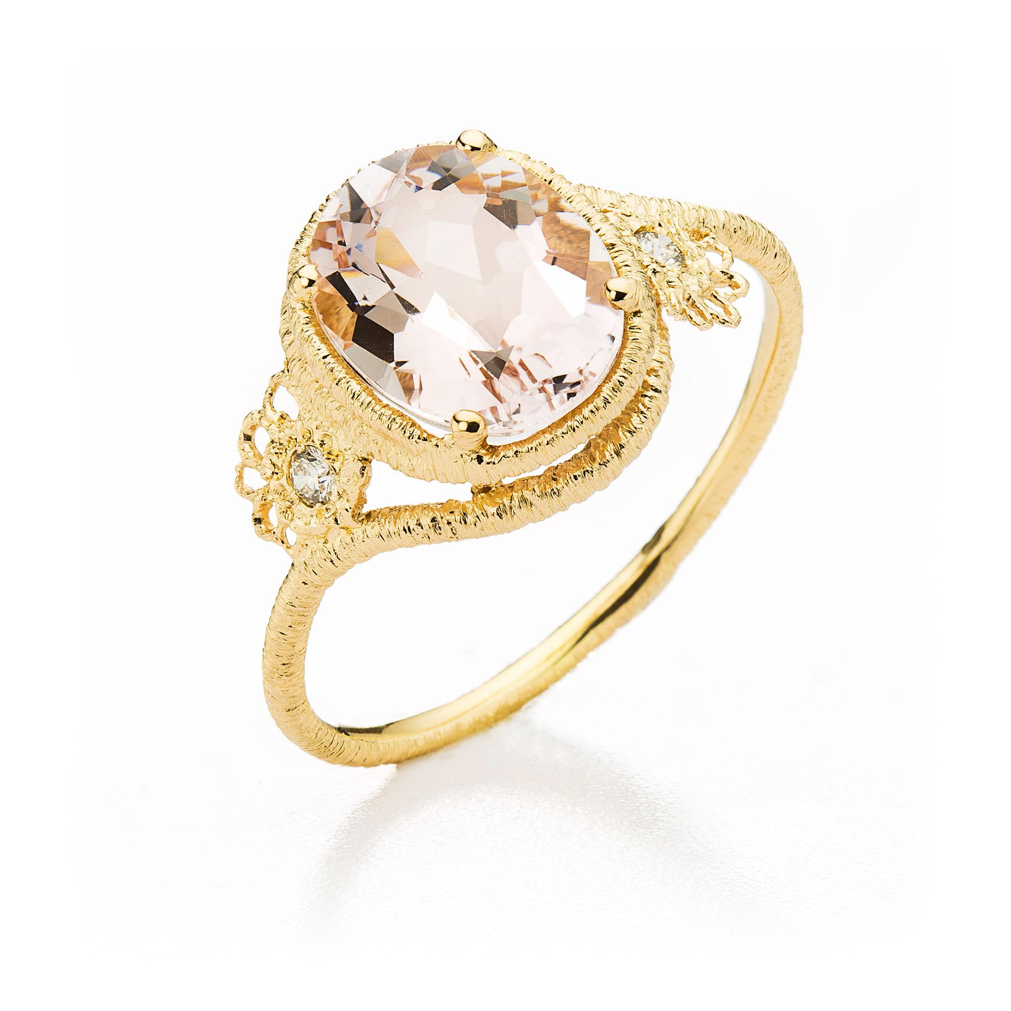 Ring "Theresa" in Roségold mit Morganit und Brillanten