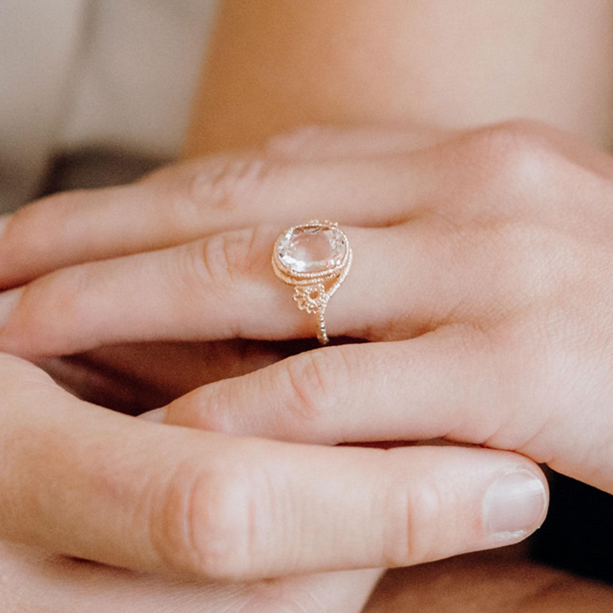 Ring "Theresa" in rose gold with morganite and brilliant-cut diamonds