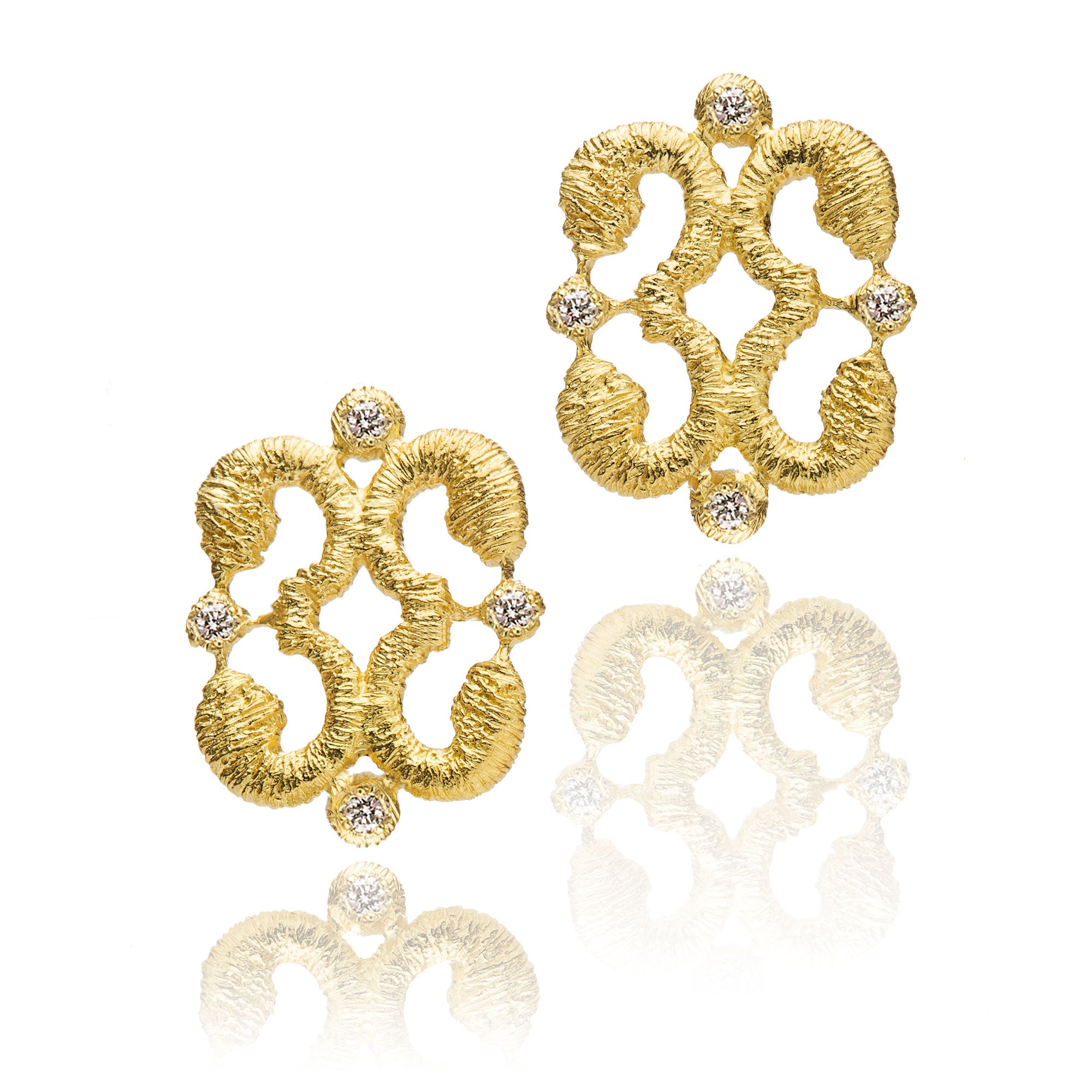 Earrings "Marrakesh Square" in 18k yellow gold with brilliant-cut diamonds