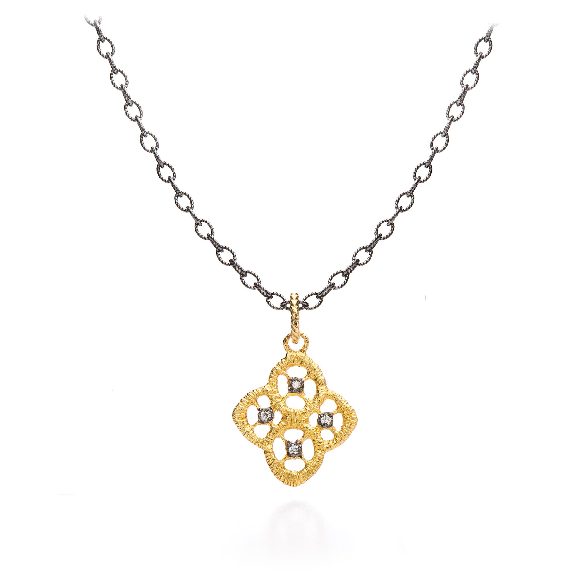 Anhänger "Chiara Vintage II" in Gelbgold mit Brillanten und schwarzrhodinierten Details