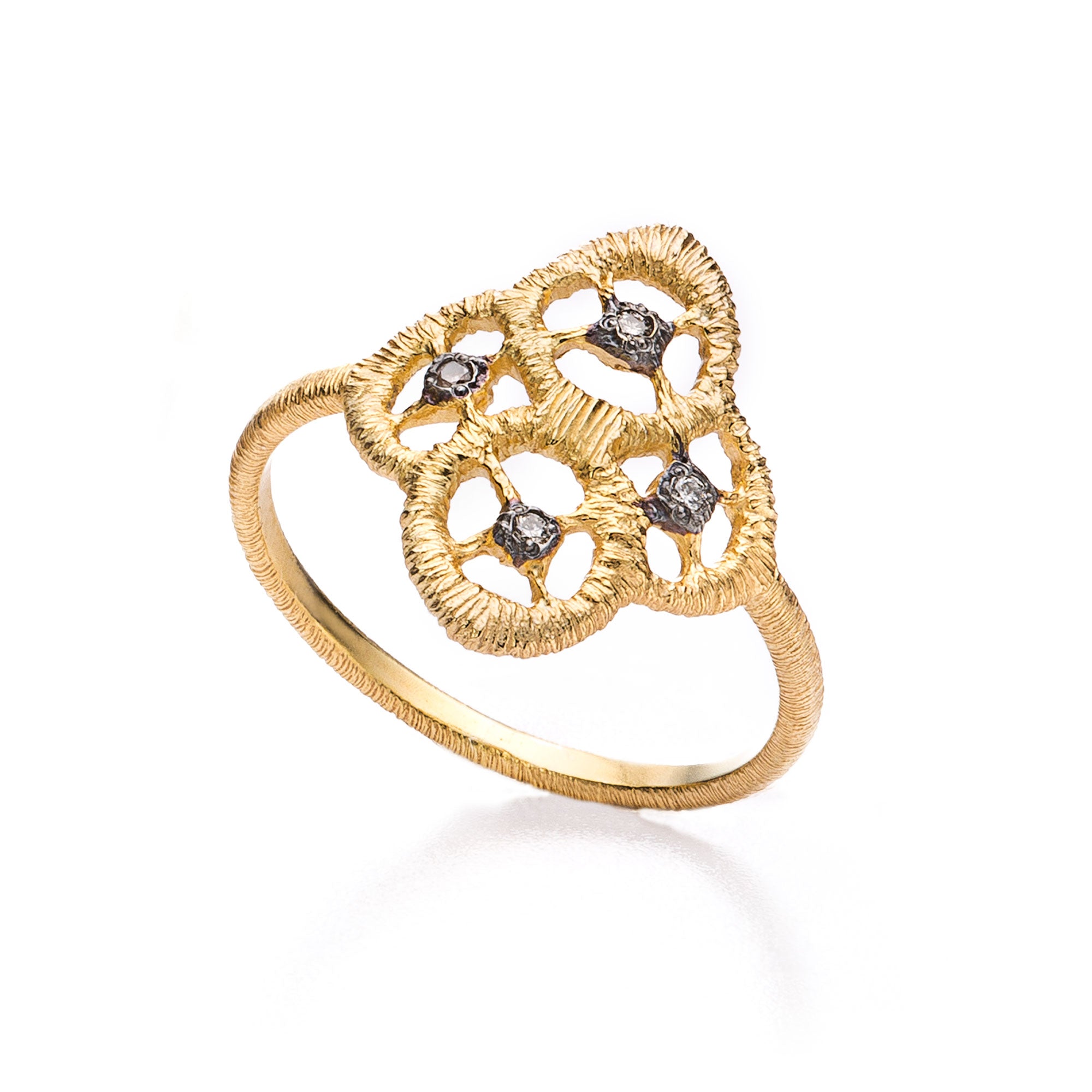 Ring "Chiara Vintage" in 750er Gelbgold mit Brillanten und schwarzrhodinierten Details