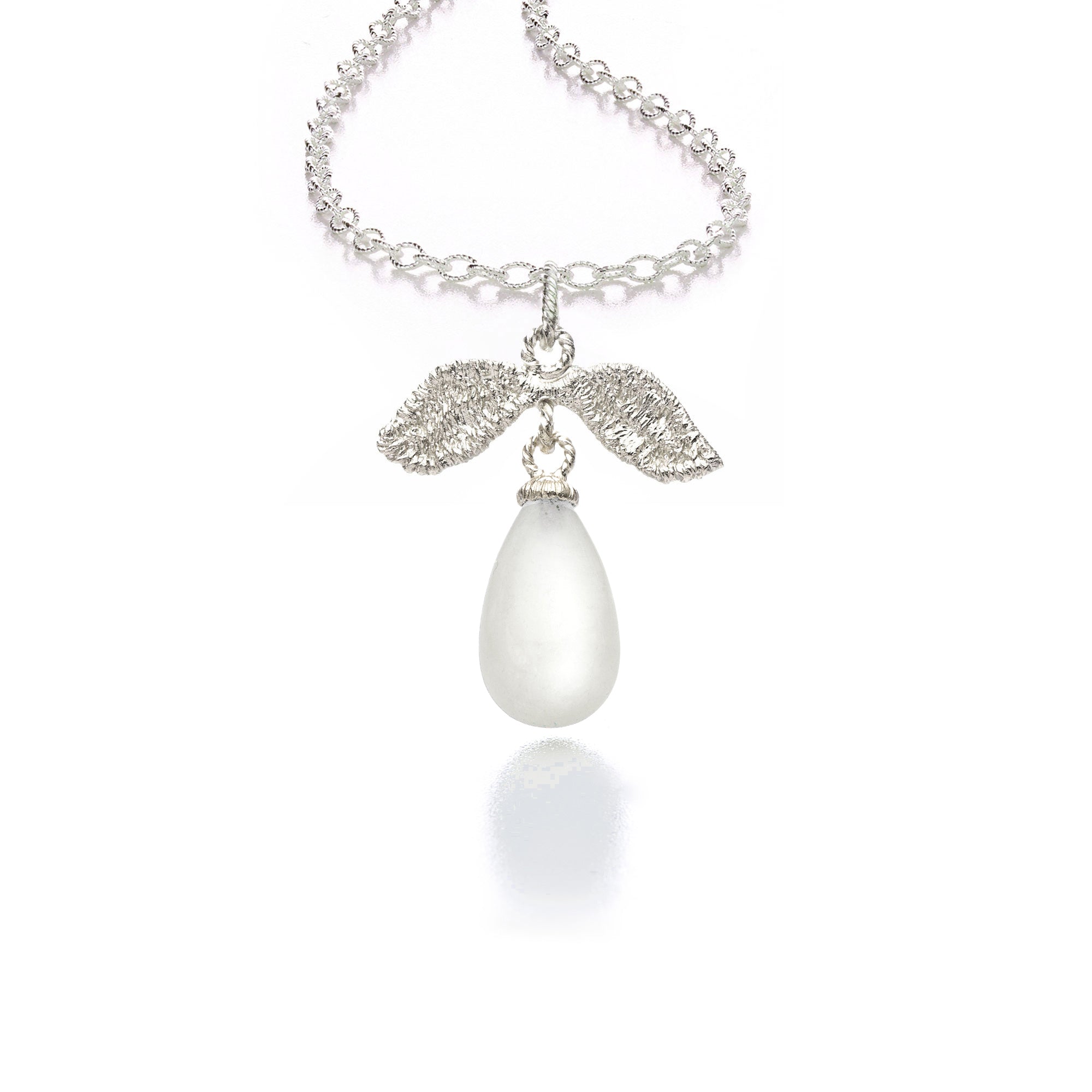 Anhänger "Wild Rose Drop" in Silber mit Perlmutt-Pampel