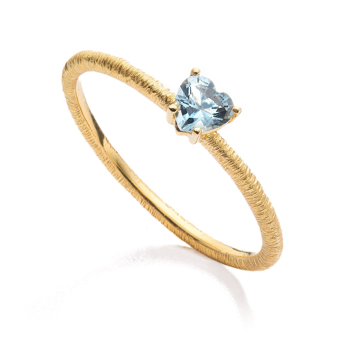 Ring "Amore" in Gelbgold mit Aquamarin-Herz