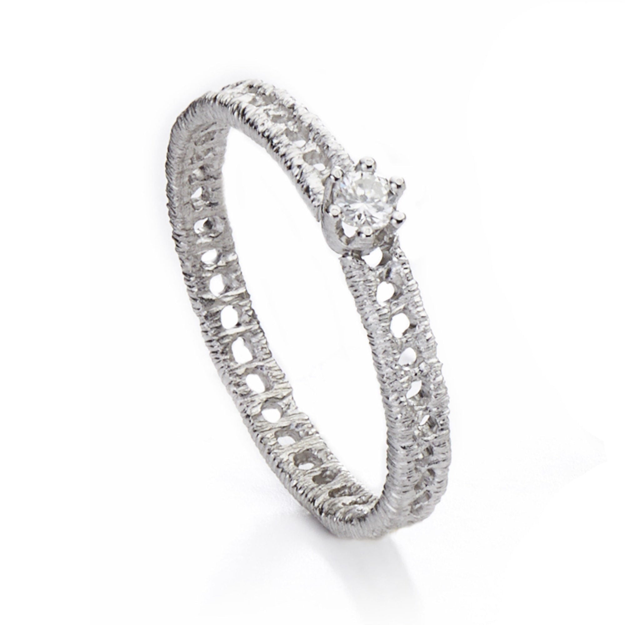 Solitaire-Ring "Figaro Solitär" in Weißgold mit Brillant 0.10ct