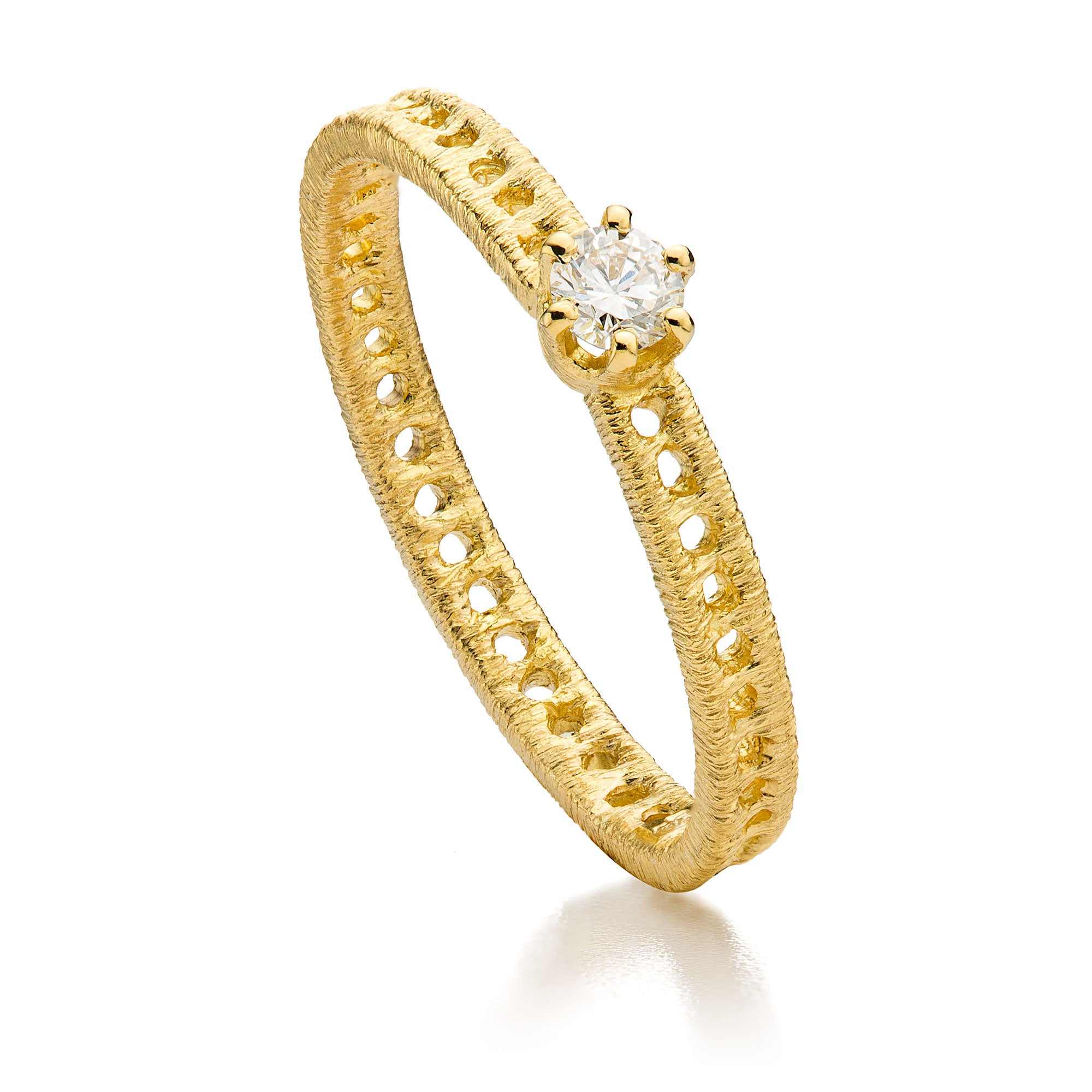 Solitaire-Ring "Figaro Solitär" in Gelbgold mit Brillant 0.07ct