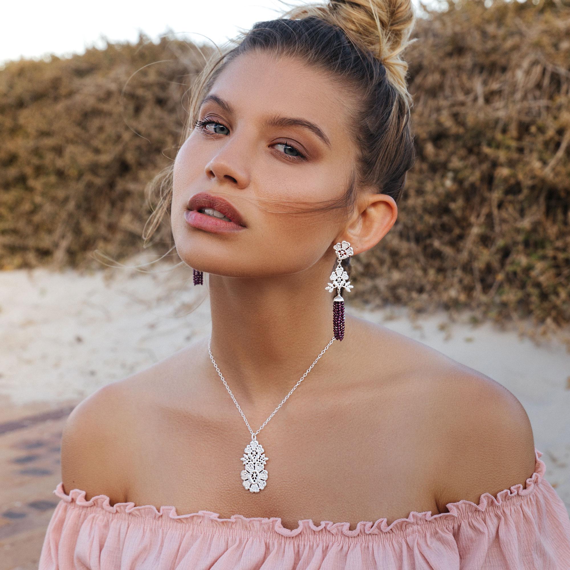 Pendant earrings "Anthea" in silver