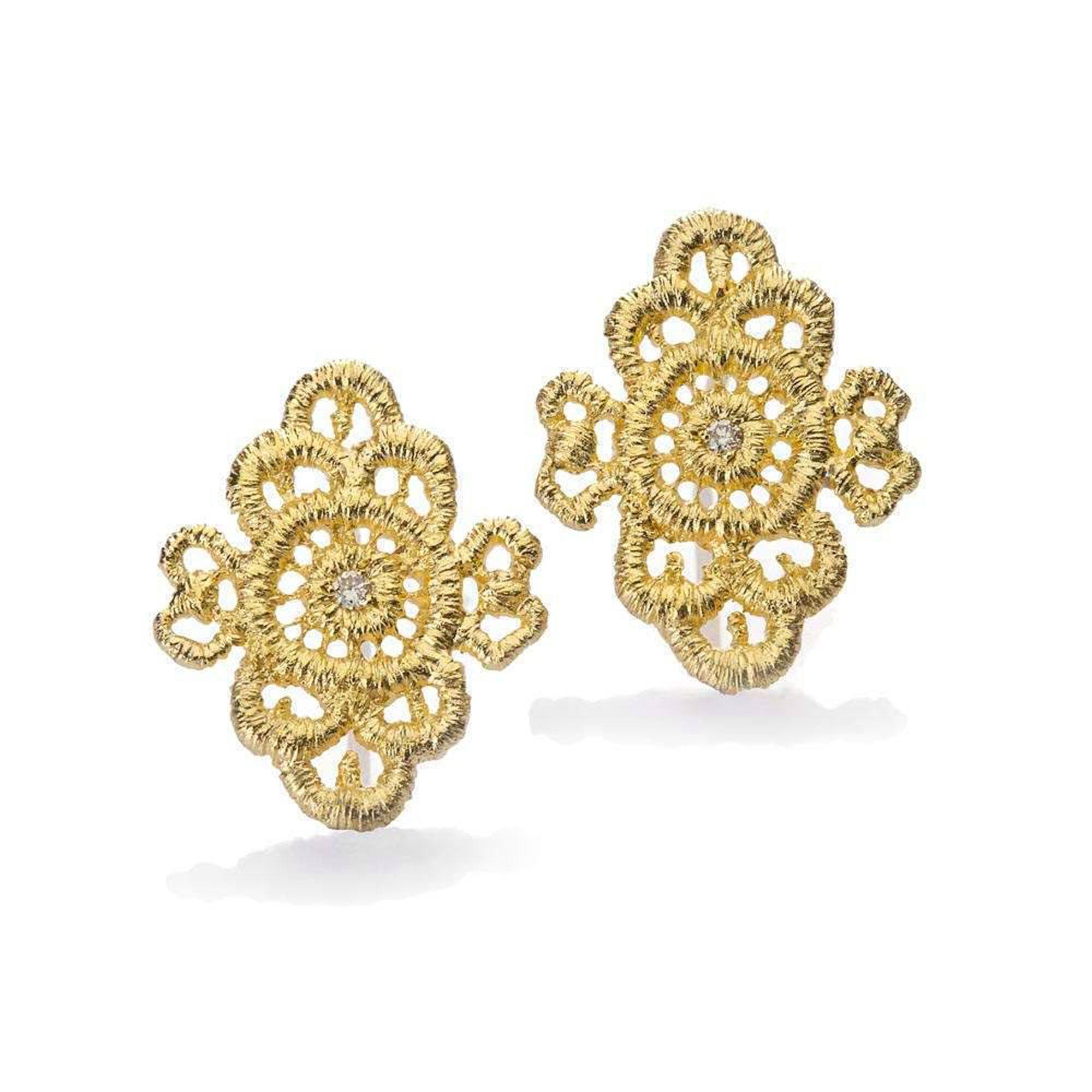 Ear studs "Piccolo Turandot" in yellow gold with brilliant-cut diamonds