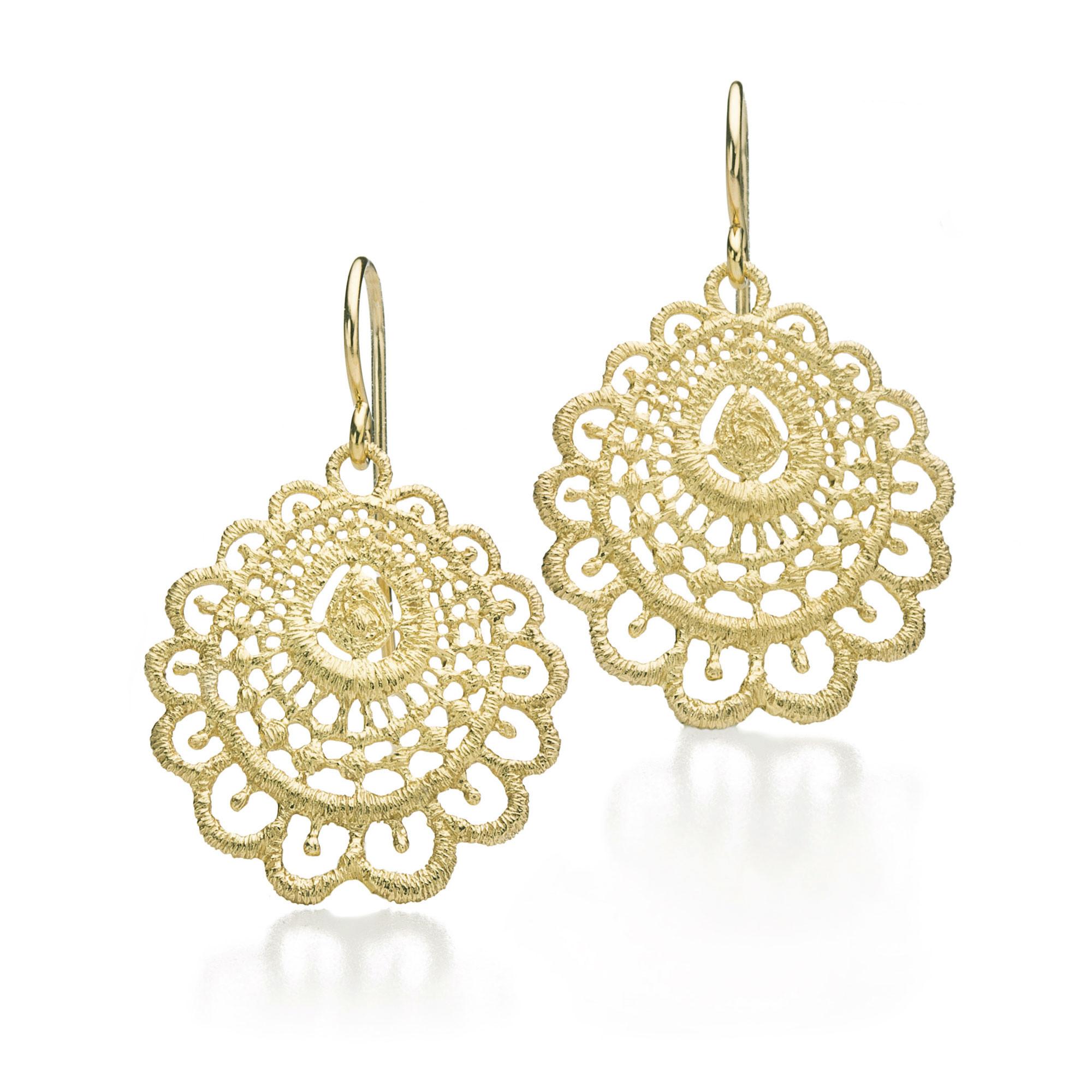 Pendant earrings "Arati" in silver gold-plated