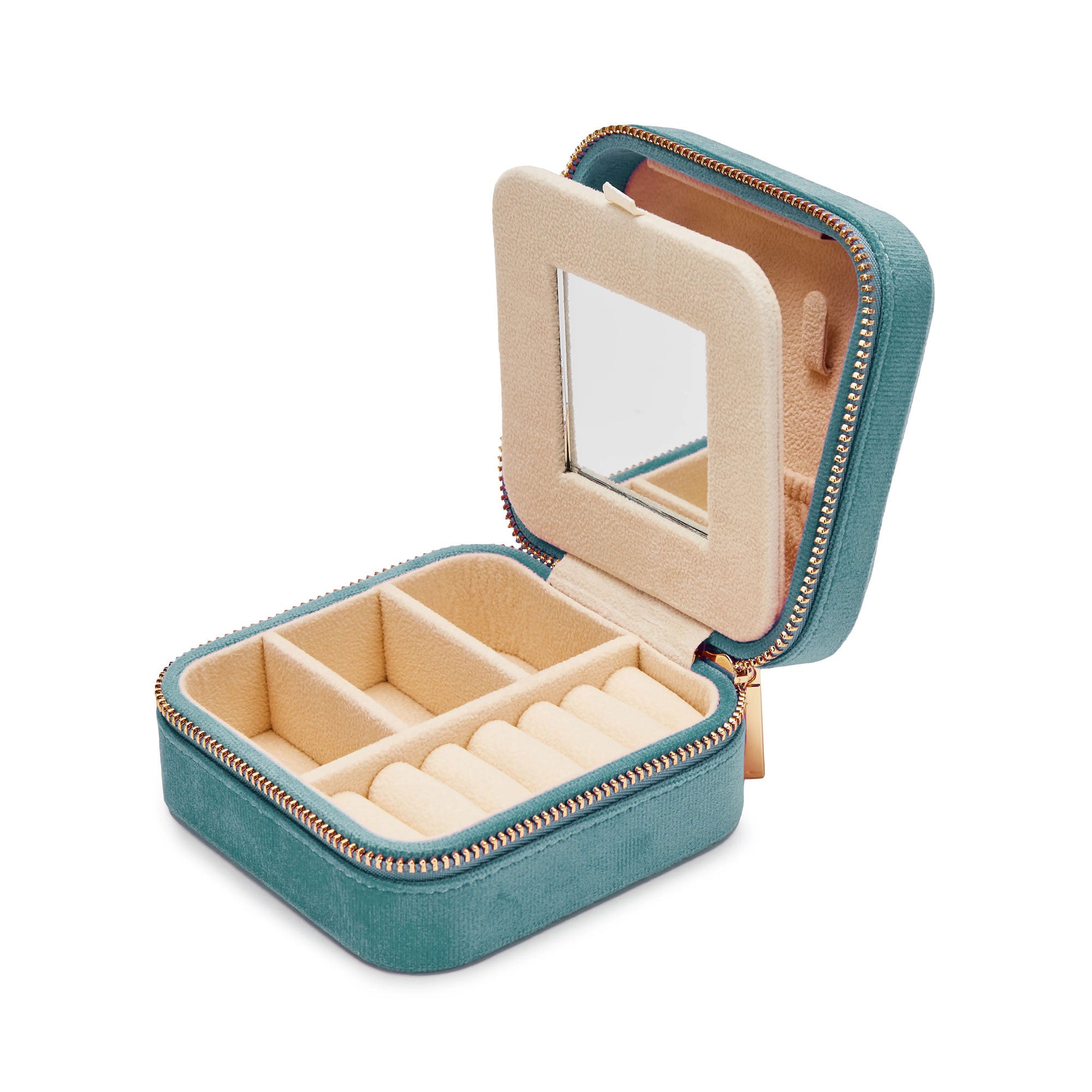 Velvet travel case in turquoise
