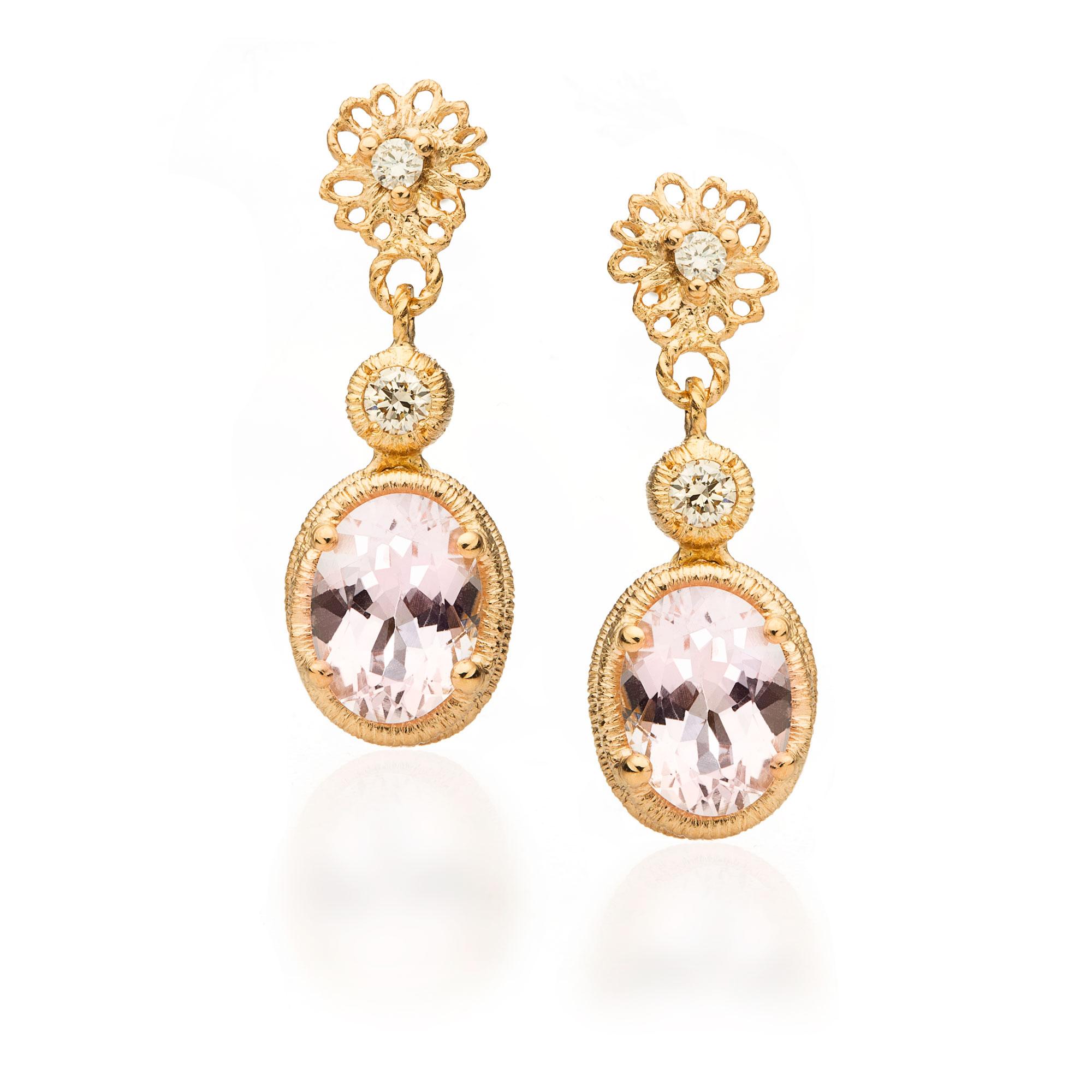 Ohrringe "Theresa" in Roségold mit Morganit und Brillanten