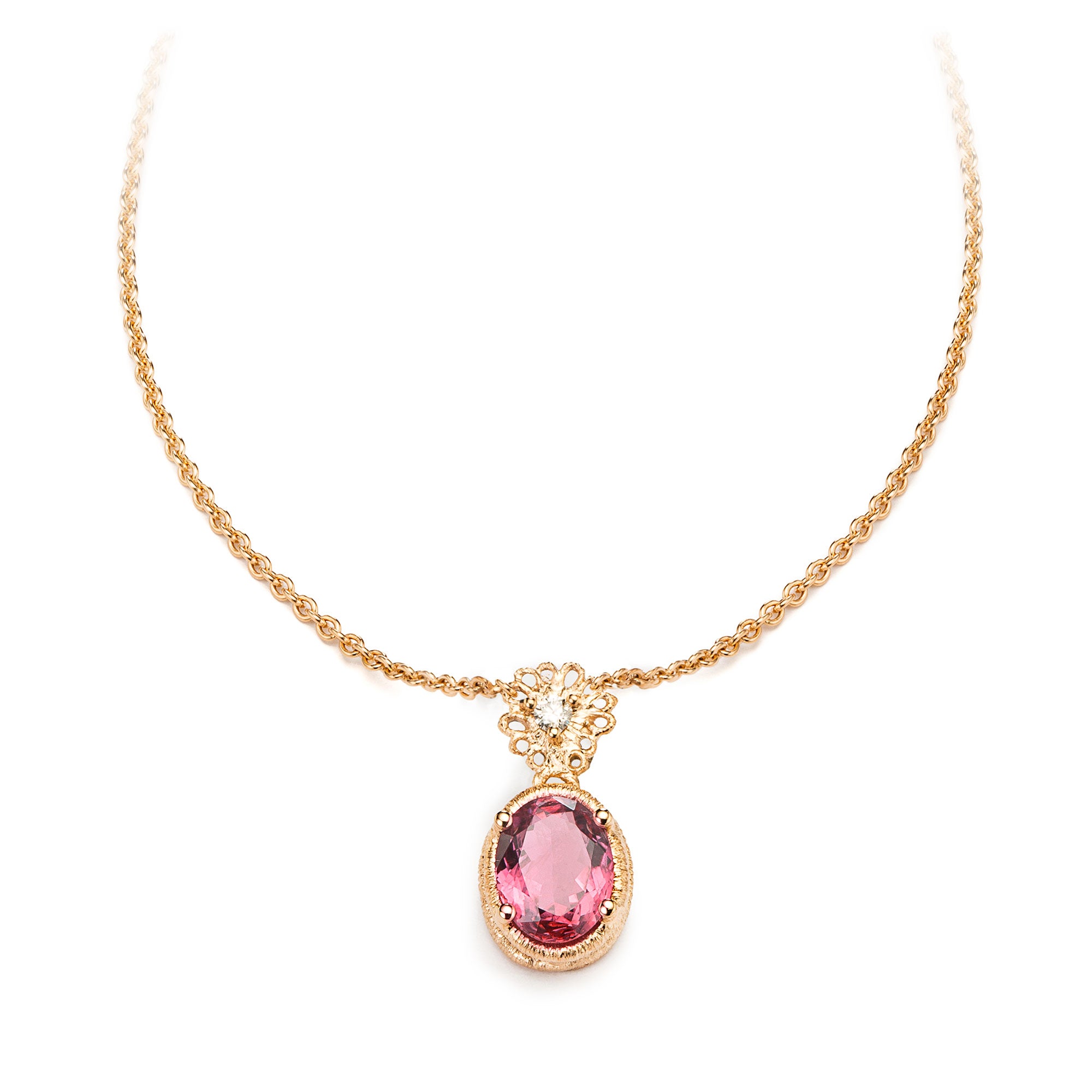 Collier "Theresa" in Roségold mit Pink Turmalin und Brillanten