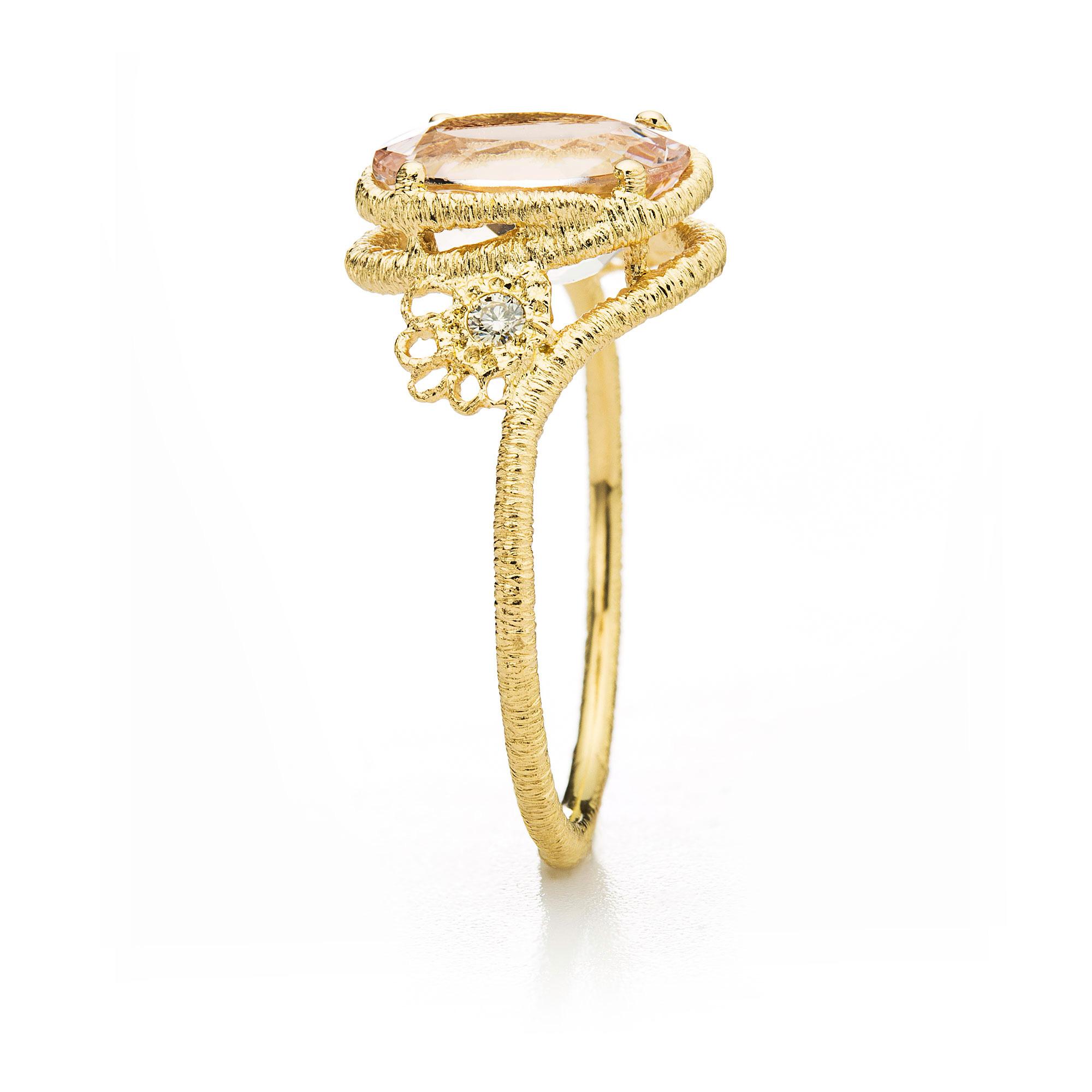 Ring "Theresa" in Roségold mit Morganit und Brillanten