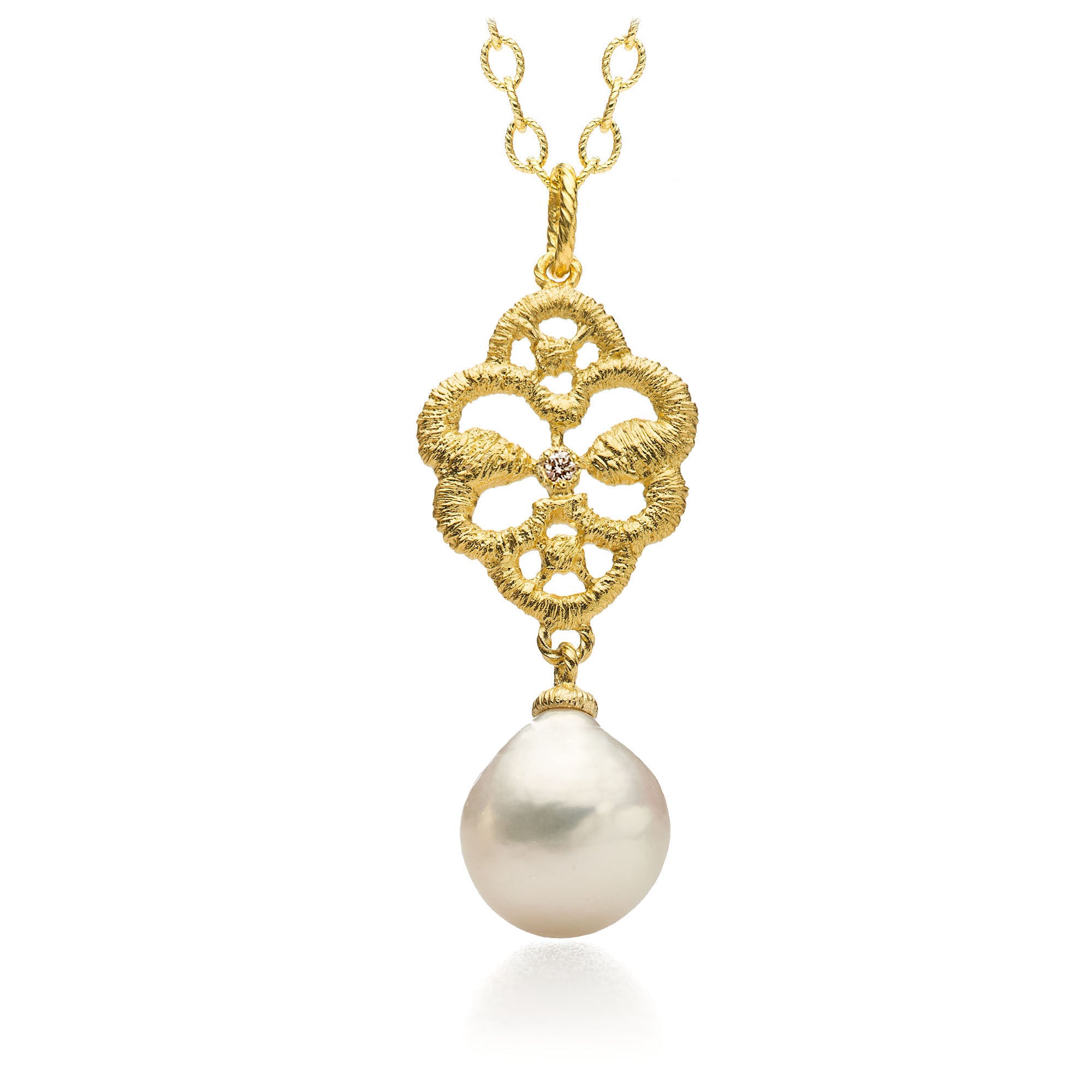 Pendant "Marrakesh Pearl" with baroque pearl in 18k yellow gold with brilliant-cut diamonds