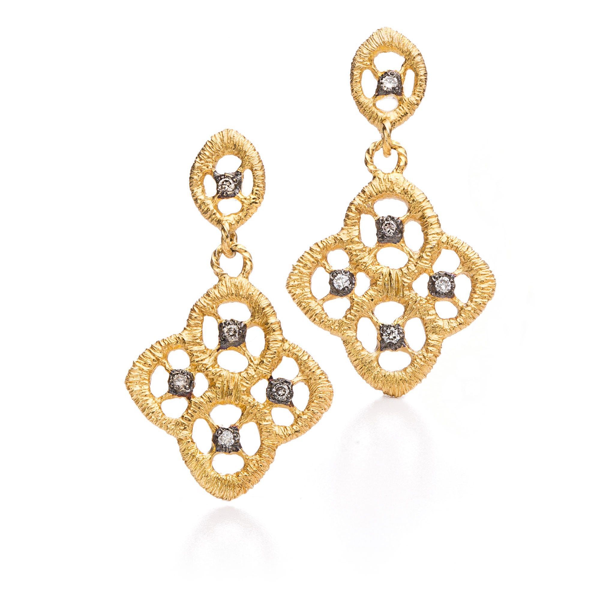 Ohrhänger "Chiara Vintage II" in Gelbgold mit Brillanten und schwarzrhodinierten Details