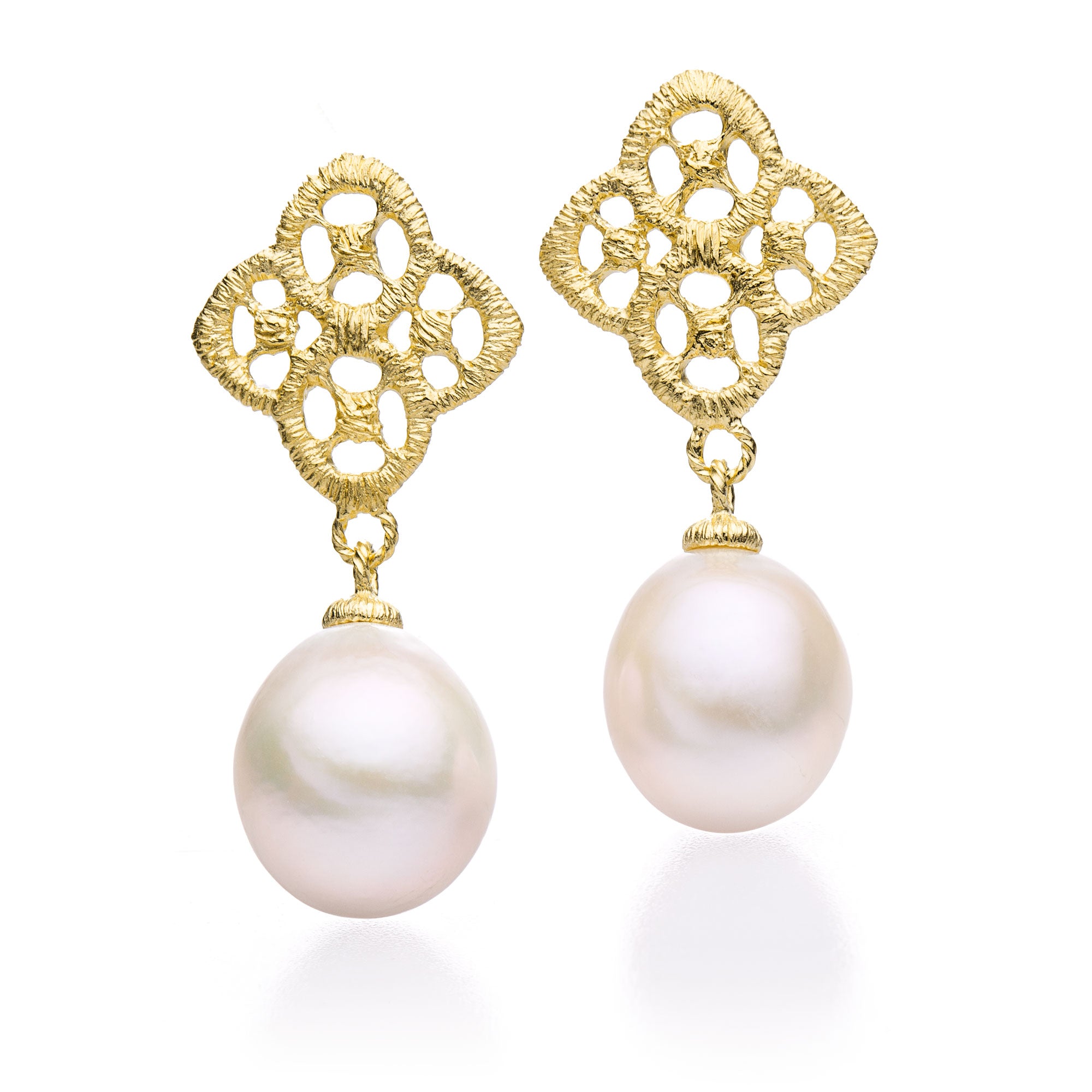 Ohrringe "Chiara Pearl" in Gelbgold mit Barockperlen