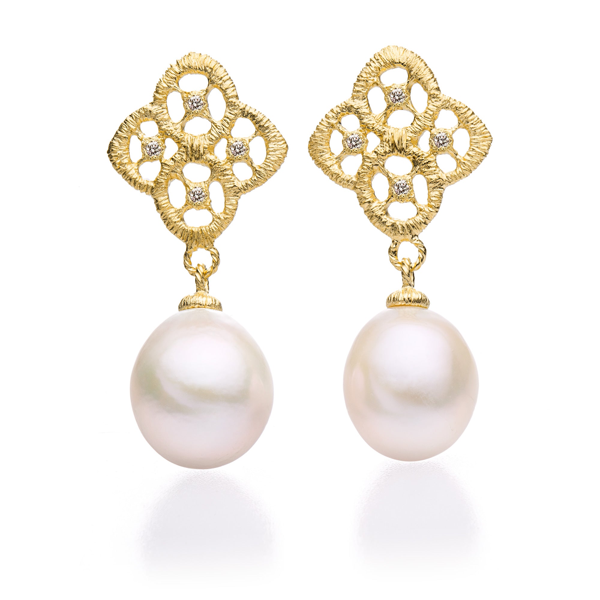 Ohrringe "Chiara Pearl" in Gelbgold mit Barockperlen