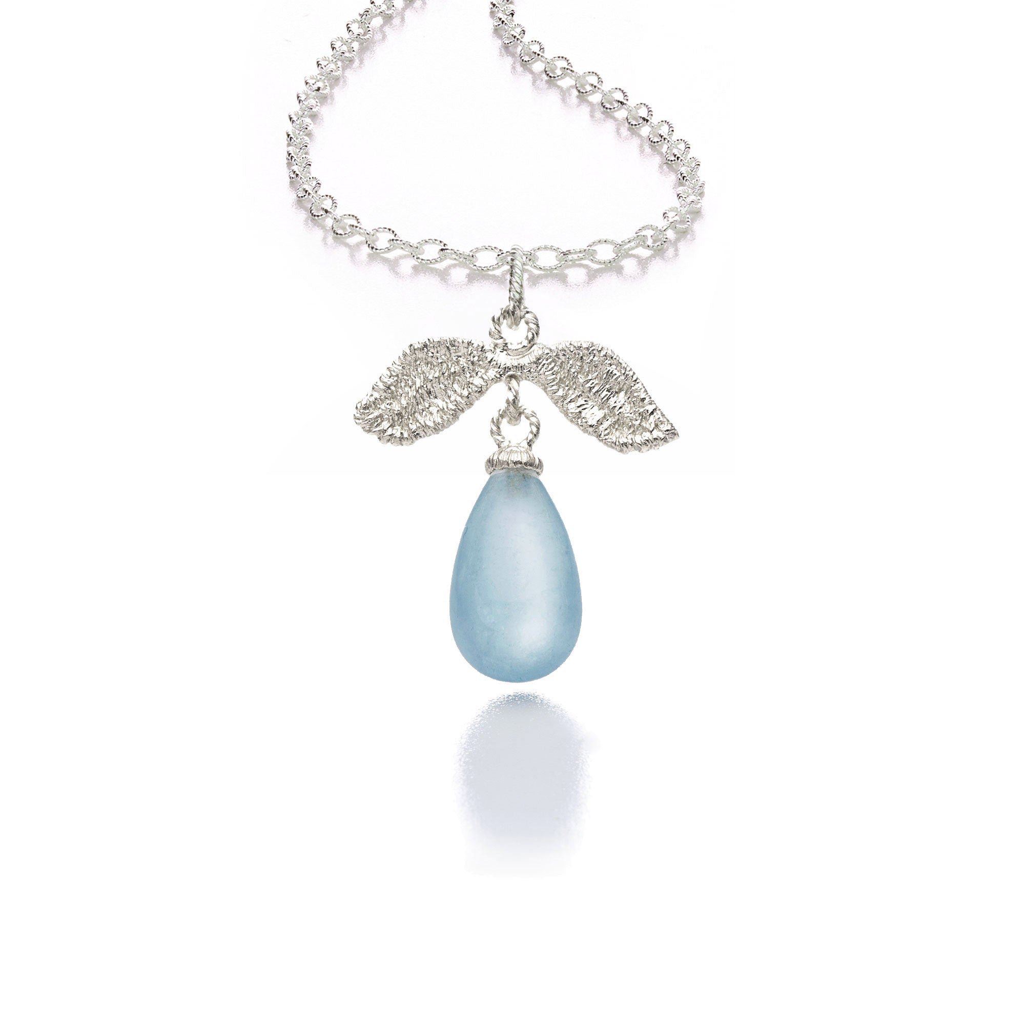 Anhänger "Wild Rose Drop" in Silber mit Aquamarin-Pampel