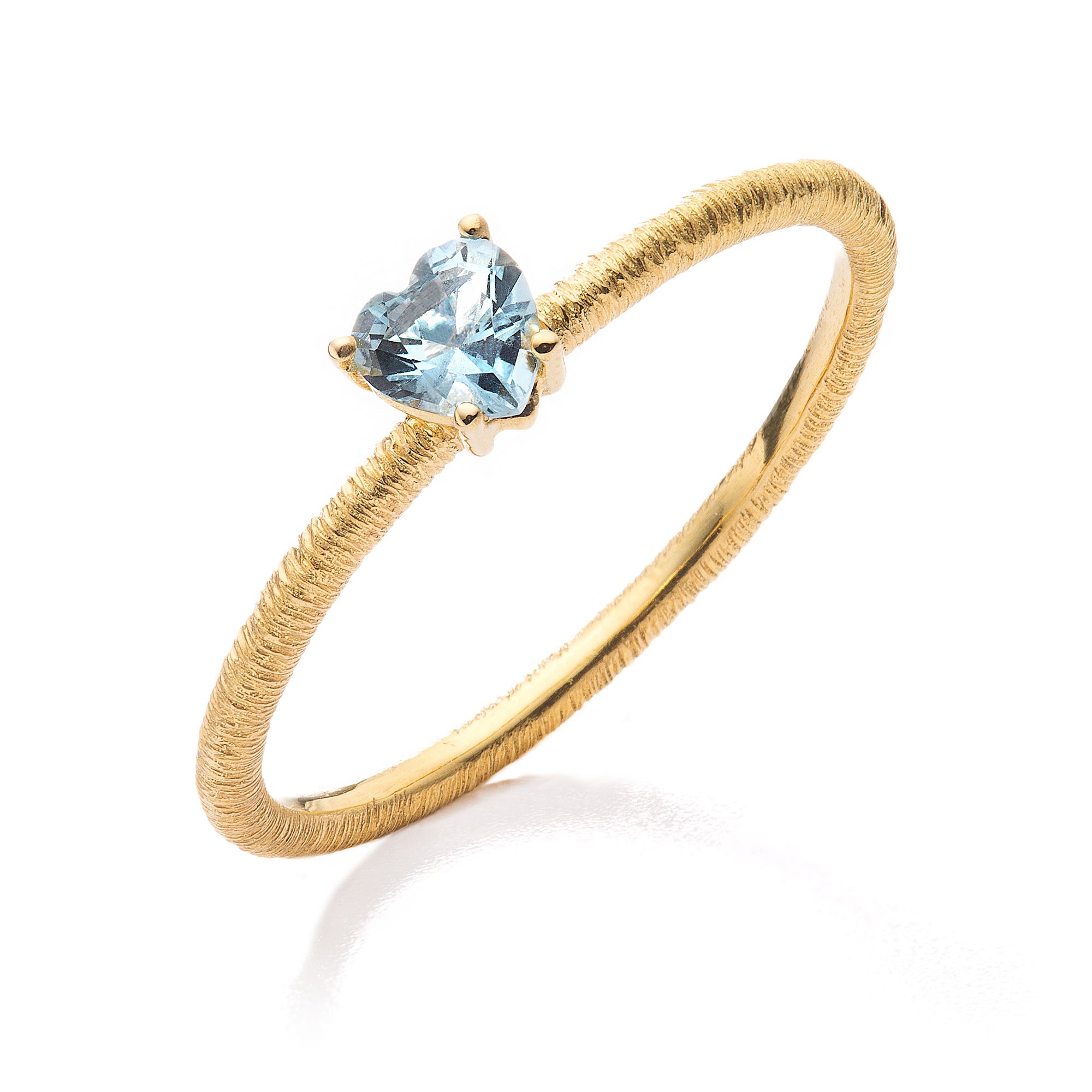 Ring "Amore" in Gelbgold mit Aquamarin-Herz