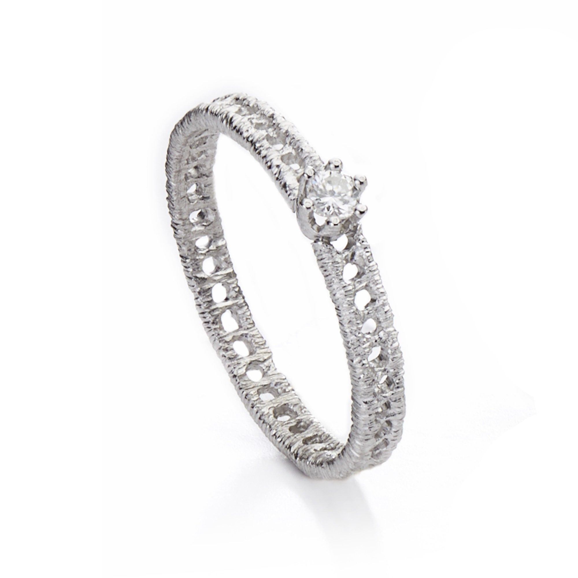 Solitaire-Ring "Figaro Solitär" in Weißgold mit Brillant 0.10ct