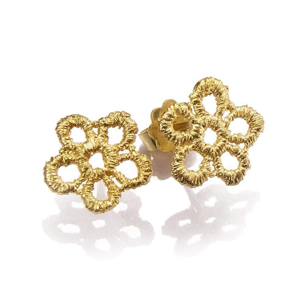 Ear studs "Buschwindröschen" in yellow gold