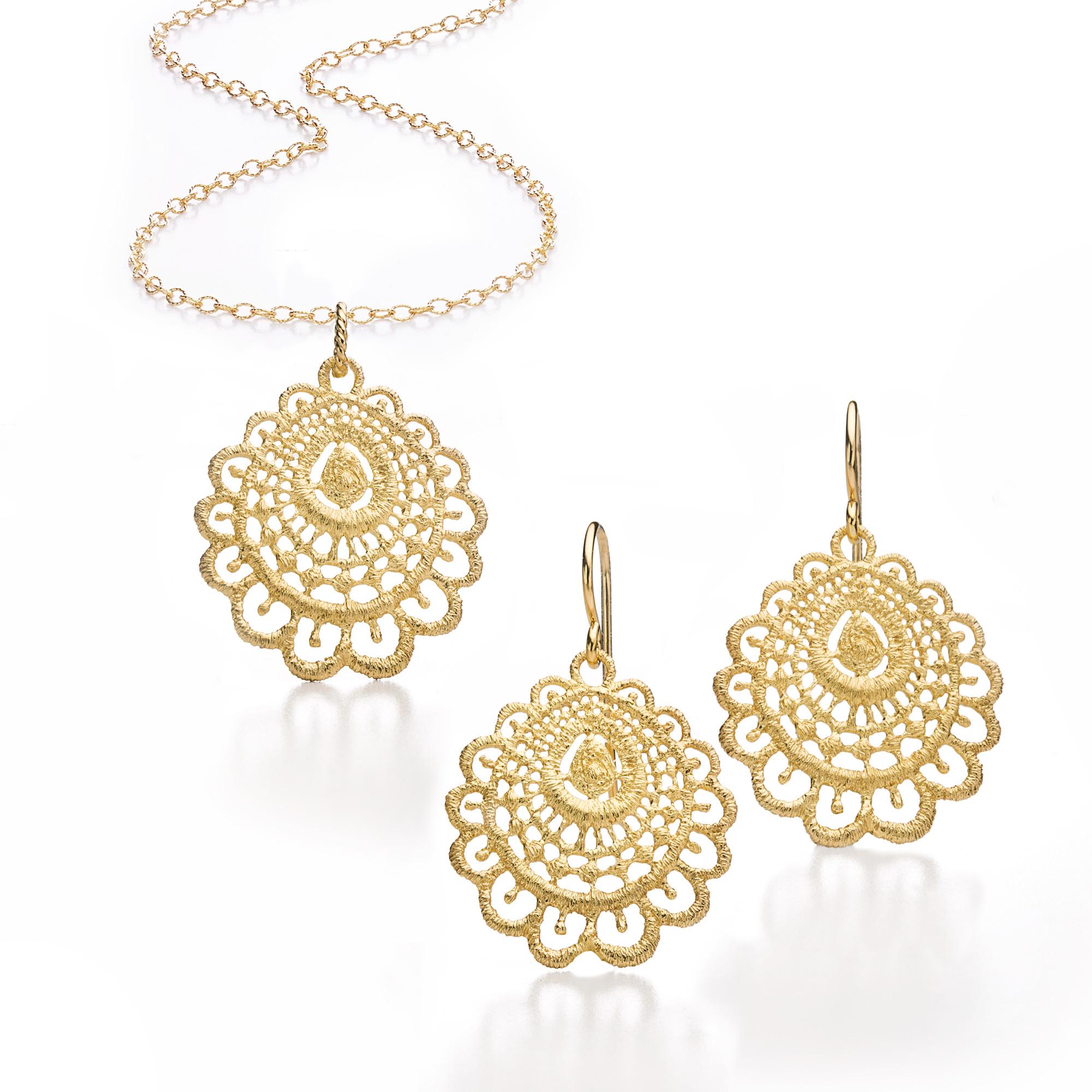 Pendant earrings "Arati" in silver gold-plated