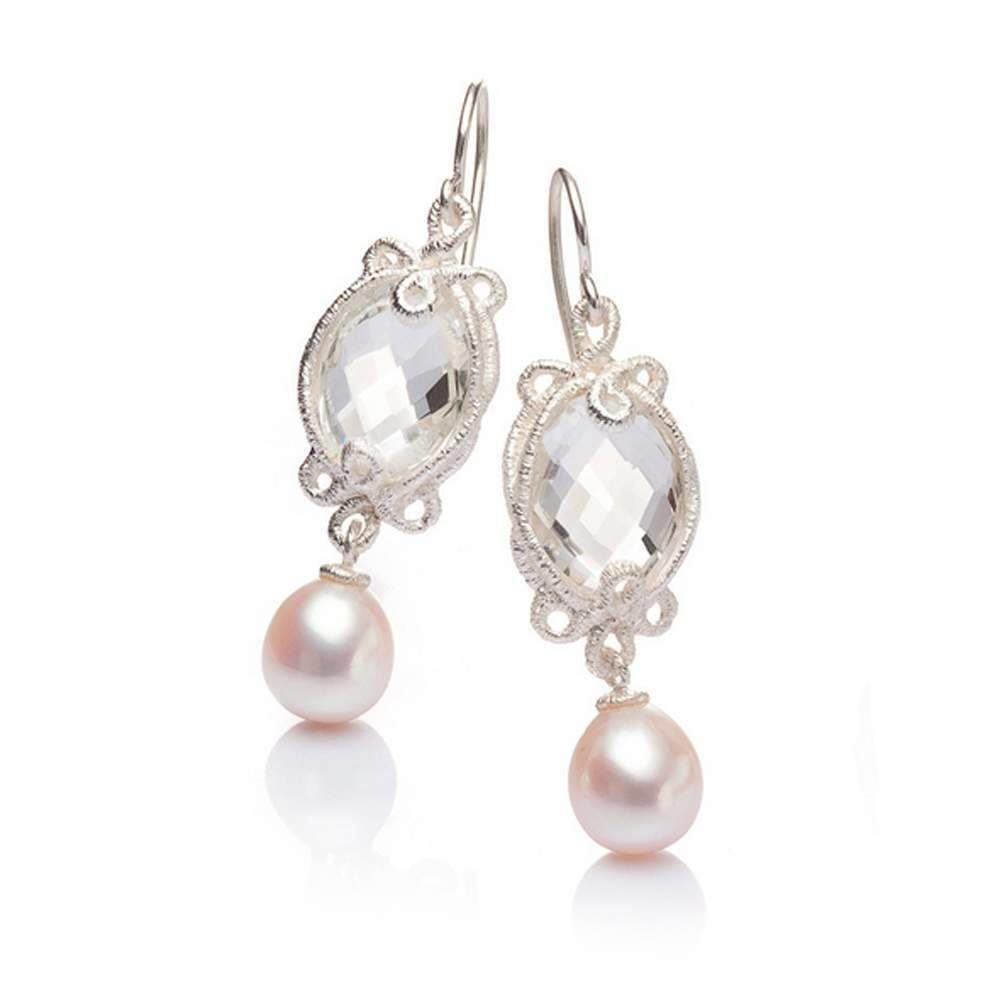 Brautschmuck Ohrhänger "Undinchen" in Silber mit Bügel und Perlen. Exklusiver Spitzenschmuck, Hochzeitsschmuck für den schönsten Tag des Lebens.